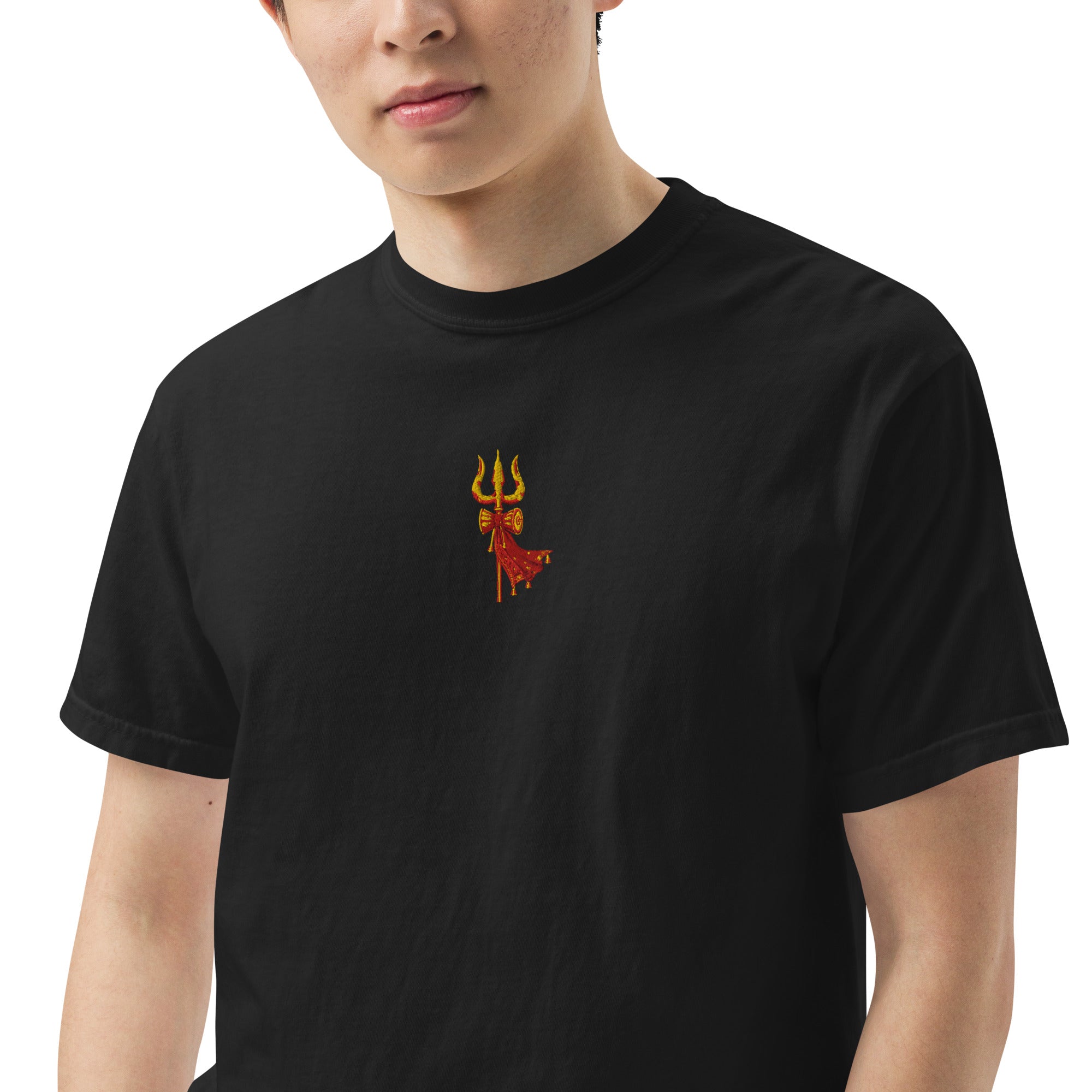 Thrishul embroidered Unisex garment-dyed heavyweight t-shirt