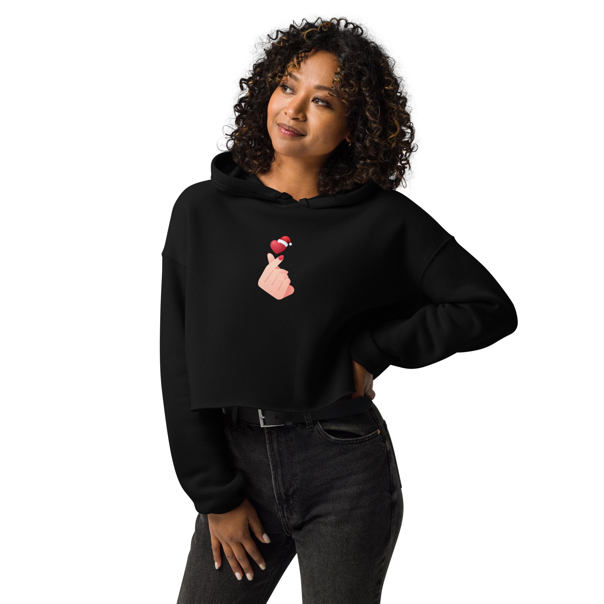 K-Pop Christmas Heart Crop Hoodie